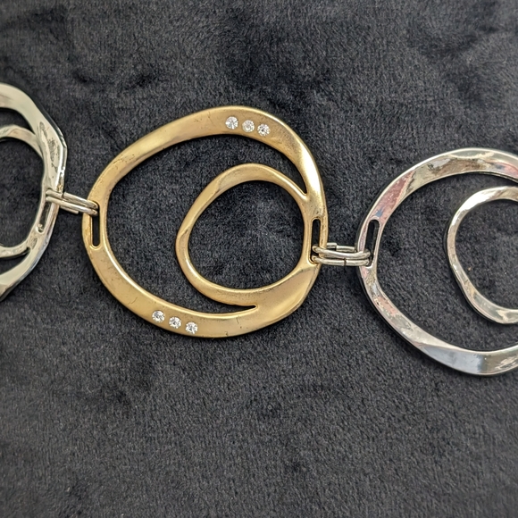 Chico's Polished Silver and Matte Gold Tone, Rhinestone Chain Belt - Picture 2 of 10